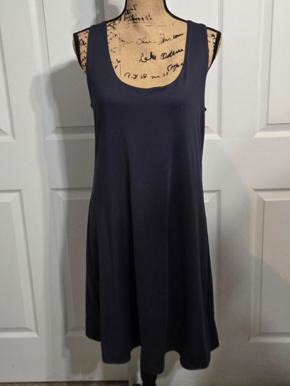 Simple Sleeveless A-Line Athletic Dress With Built-In Shorts - Navy
